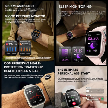 For Apple Watch Ultra 2 1000 mAh Smart Watch Men Women 1.85-inch HD Full Touch Screen IP68 Waterproof Bluetooth Call Smartwatch