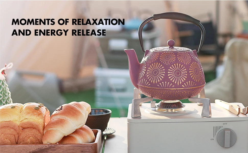 Cast Iron Teapot, Sakura Design Japanese Tea Pot for Loose Leaf Coatewith Enameled Interior, 1200ml Green