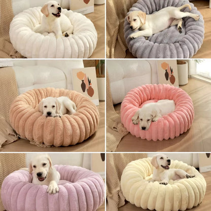 40-70cm Round Pet Bed for Dog Bed Super Soft Cat Bed Long Plush Dog House for Medium Dog House Winter Warm Sleeping
