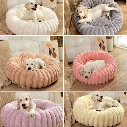 40-70cm Round Pet Bed for Dog Bed Super Soft Cat Bed Long Plush Dog House for Medium Dog House Winter Warm Sleeping