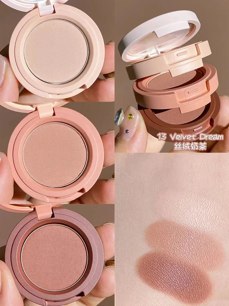 Macaron Three-layer Eyeshadow New Pearlescent Matte Flash Contouring Earth Tone Band Mirror Nose Profile 3-in-1 Makeup Palette