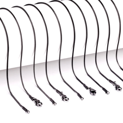 LUXUSTEEL 10Pcs/lot Black Rose Golden Snake Chain 316L Stainless Steel Necklace For Pendants Women Men Accessories Wholesale