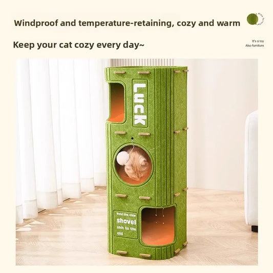 Universal Wear-Resistant  Scratching Board Multi-Layer Standalone  Claw Column Inteated  Bed Pet  Toy