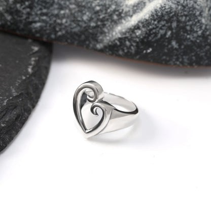 R022 Authentic 925 Pure Silver Classic Love Closed Ring Mother's Love Ring