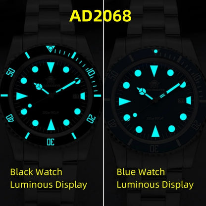 ADDIESDIVE Luxury Men's Analog Watch BGW9 Luminous Ceramic Bezel Bubble Mirror Glass Diver's Watch 200m Quartz Watches AD2068