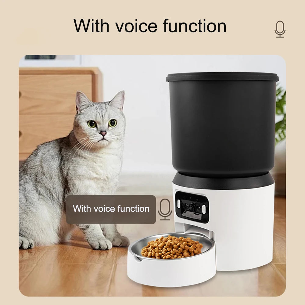 4L Automatic Cat Feeder Pet Smart Cat Food Kibble Dispenser Button Version WiFi Camera Smart Video Auto Feeder Bowl For Cat Dog