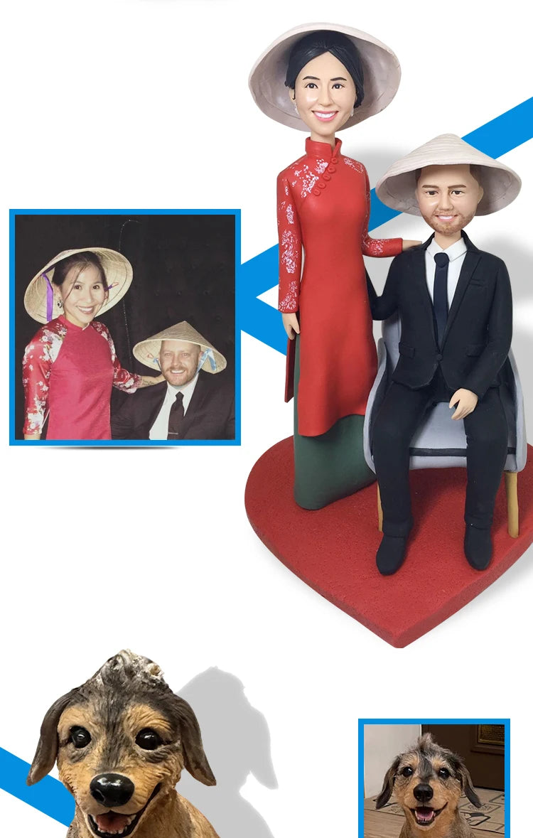 Custom Handmade Bobblehead Figurines, Personalized Clay Dolls figuras Statue Sculpture from photo,Christmas Gift for Husband