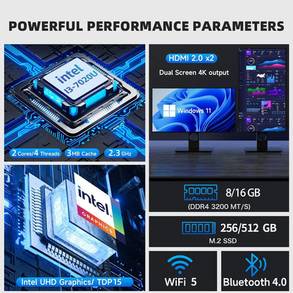 ZSUS i3 Mini PC Intel Celeron Desktop Gaming Computer 8GB 16GB 128GB 256GB DDR4 USB3.0 WIFI5 BT4.2