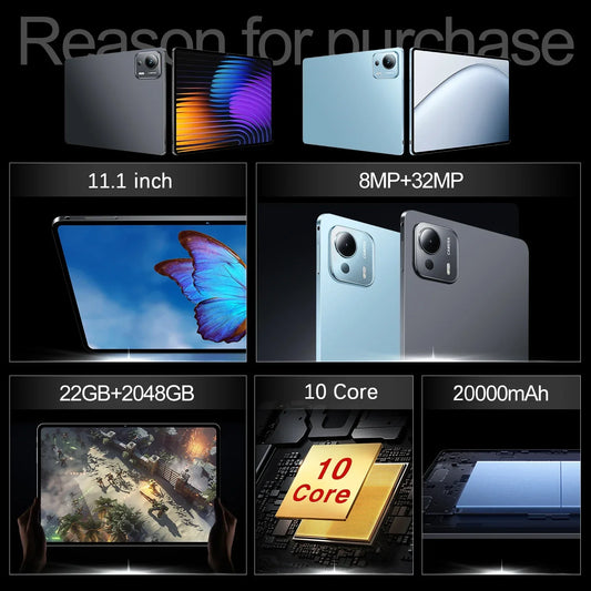 Global Edition Original Pad 7 Ultra Tablet Snapdragon 8th Generation 3 Android15 22GB+2TB 5G Dual Card 10 Core 20000mAh WiFi Tab