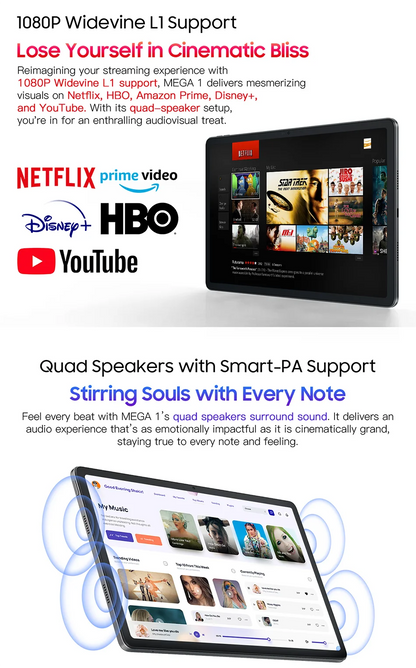 【World Premiere】Blackview MEGA 1 Tablet 11.5 inch 2.4K 120Hz Display 8GB 256GB 50MP+13MP Camera 8800mAh 33W Fast Charging Pad P
