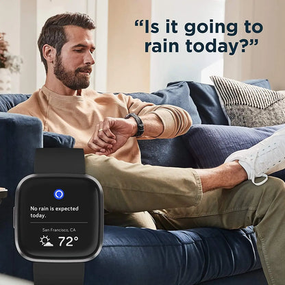 Versa 2 Smartwatch – Heart Rate, Voice Assistant, Sleep & Swim Tracking, Black/Carbon