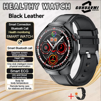 2025 New Men Health Expert Smart Watch Blood Pressure Blood Lipid Uric Acid ECG+PPG Body Temperature NFC HD Bluetooth Call Watch