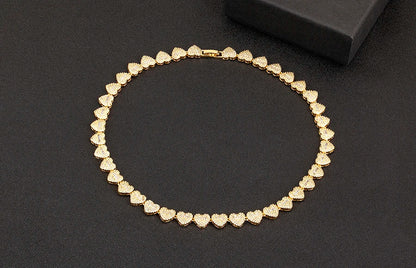 Nidin New Arrival Romantic Heart/Round Shape Shiny Crystal Zircon Chain Necklace For Women Female Valentine's Day Jewelry Gifts