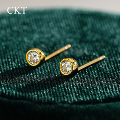CKT 0.1ct/0.5ct Diamond Stud Earrings for Women's Bubble Earrings 18K Gold Wedding D Color Moissanite Gift Fine Jewelry