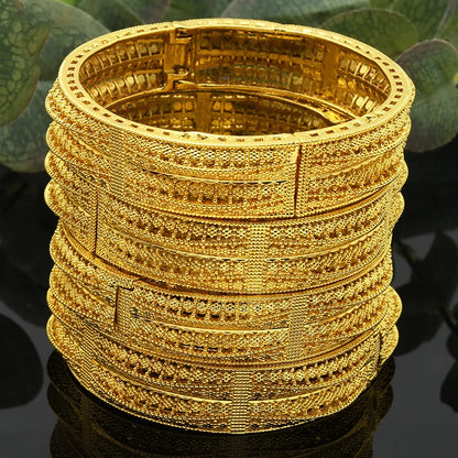 Luxury Dubai 24K Gold Color Bangles For Women Indian African Bracelets Charm Wedding Ethiopian Arabic Hand Jewelry Party Gifts