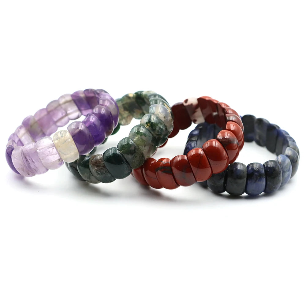 Natural Amethyst Gemstone Beads Bracelet Energy Stone Chakras Elastic Rope Healing Crystal Bangle Jewelry Woman Birthstone Gifts