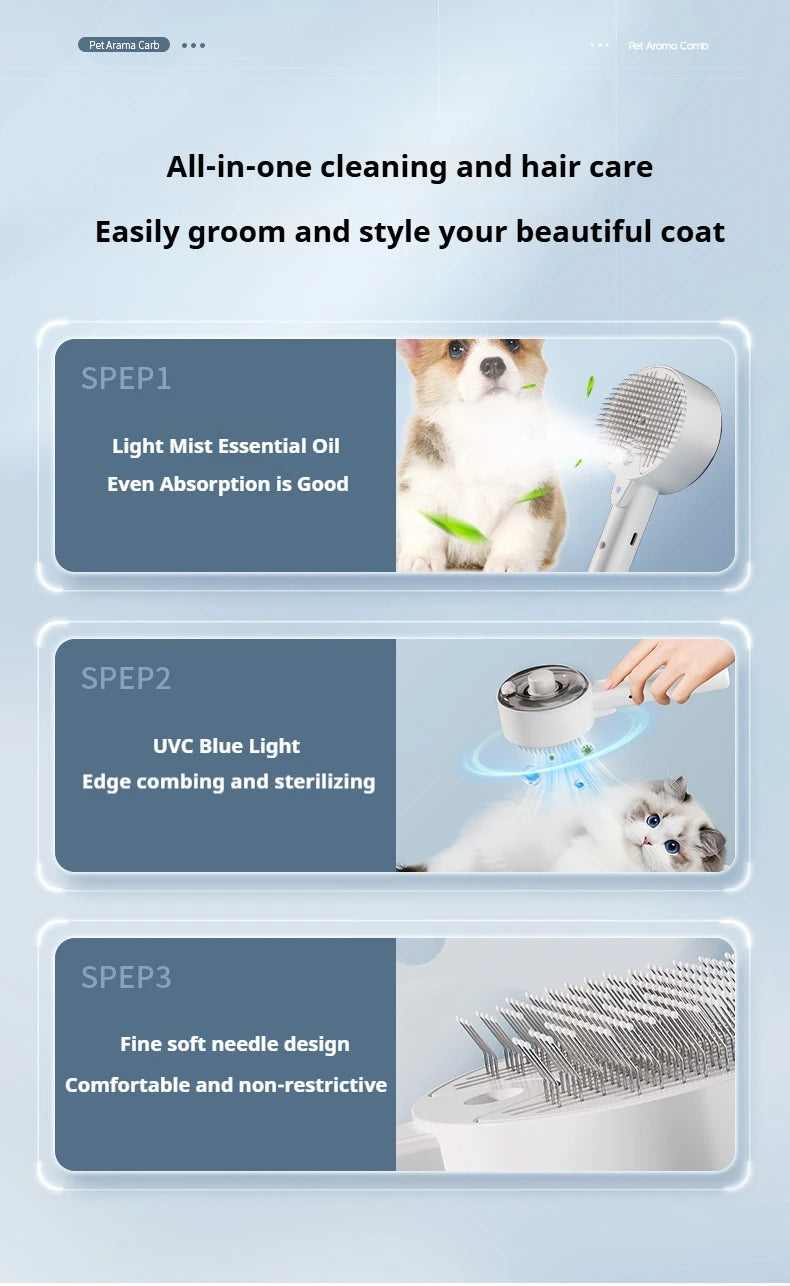3in1 Cat Hair Brush Brush Pet Hair Remover steam Brush for Dogs Steamy Pet Brushs Anti-Static for Effective Hairs Removal Furry