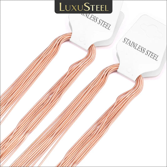 LUXUSTEEL 10Pcs/lot Black Rose Golden Snake Chain 316L Stainless Steel Necklace For Pendants Women Men Accessories Wholesale