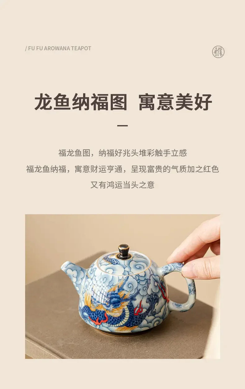 Chinese Underglaze Color Ceramic Teapot Tea Gift Customized Tea Infuser Tea Pot
