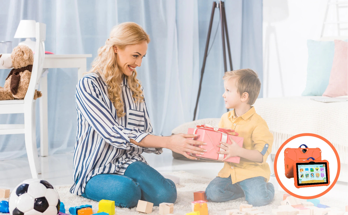 Kids Tablet 7 Inch Cartoon Pattern - Quad Core 4GB RAM 64GB ROM Android Learning Education Games Gift