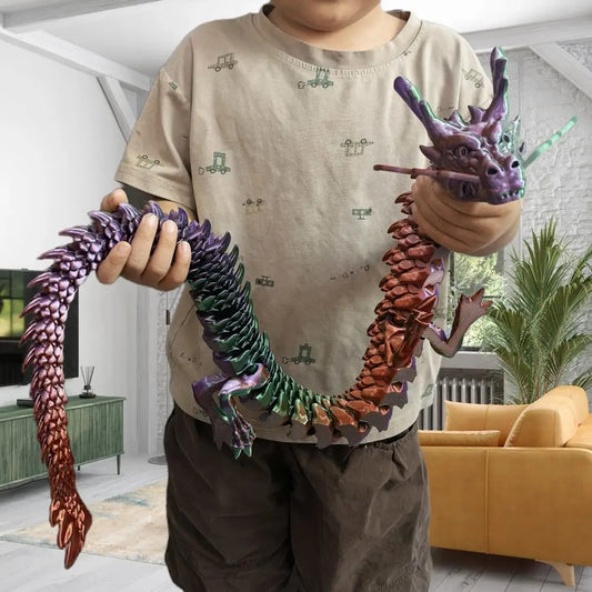 30CM 90cm 3D Printed Conjoined Divine Dragon Ornaments Joints Can Move Creative Dragon Plants Rockery Fish Tank Decoration