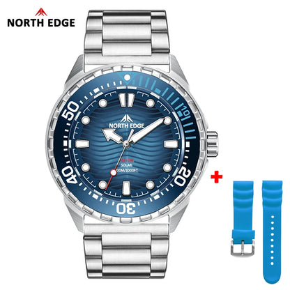 NORTH EDGE TRITON-TI Titanium Solar Diving Watch – 300M Waterproof, 180-Day Power Reserve