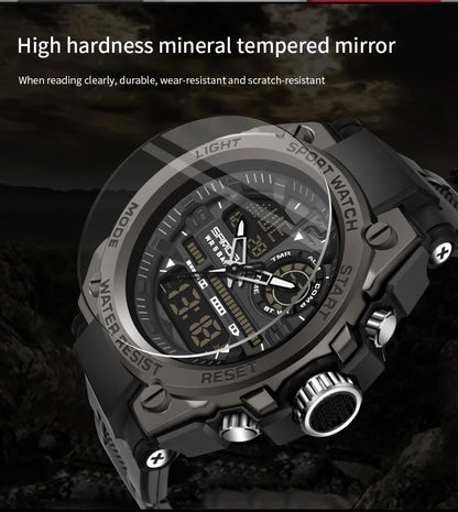 SANDA Men Sports Quartz Watches Dual Display LED Electronic Digital Wristwatches Waterproof Military Watch Relogios Masculino