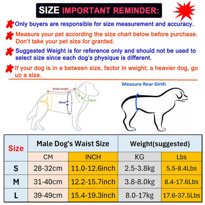 5PCS Washable Male Dog Diaper Comfortable Adjustable Nappy Belly Band Wrap Pee Pant Pet Dogs Leak Proof Sanitary Pants Diapers