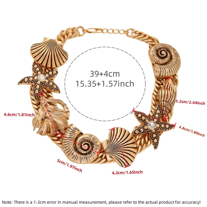Seastar shell retro niche style necklace