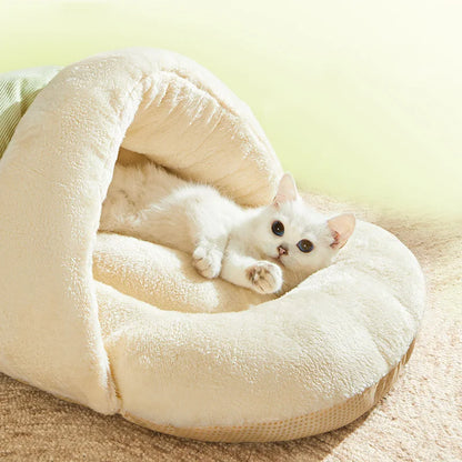 Winter Warm Pet Cat Bed Soft Plush Cat Cave Bed Enclosed Kitten House Pet Sleeping Bed for Cats Small Dogs Pet Supplies