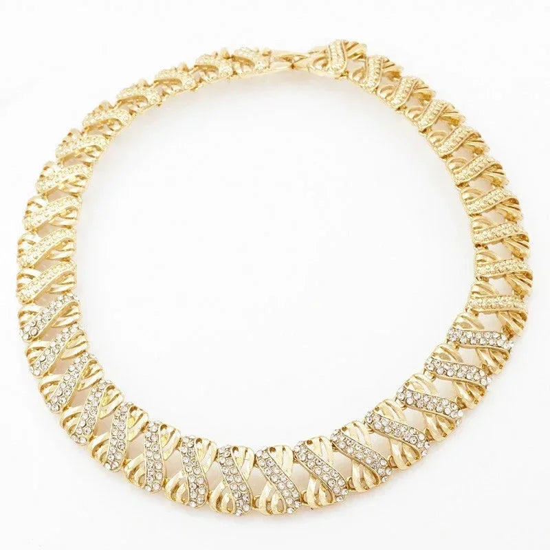 18k Gold Plated Dubai African Jewelry Set – Necklace, Earrings, Ring & Bracelet