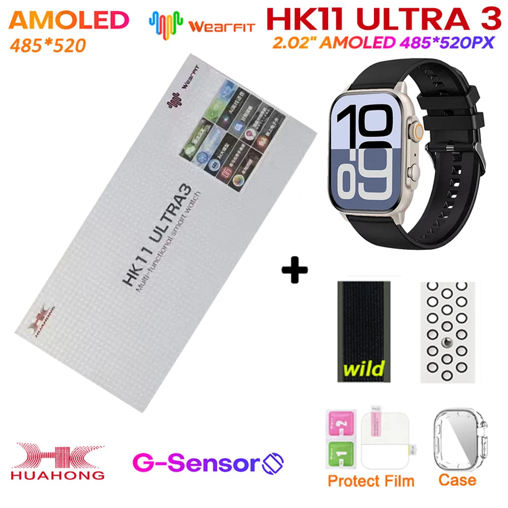 New HK11 ULTRA 3 MAX Smartwatch 2025 49mm HD AMOLED 4G ROM Bluetooth Network Call Robot Clock NFC Compass Smart Watch Men Women