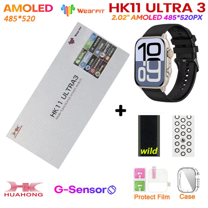 New HK11 ULTRA 3 MAX Smartwatch 2025 49mm HD AMOLED 4G ROM Bluetooth Network Call Robot Clock NFC Compass Smart Watch Men Women