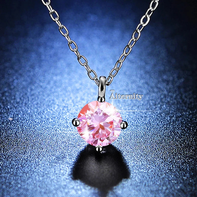 100% Real D Color 1 Carat Moissanite Pendant Necklace GRA Certificate for Women Wedding Bridal S925 Sterling Silver Fine Jewelry