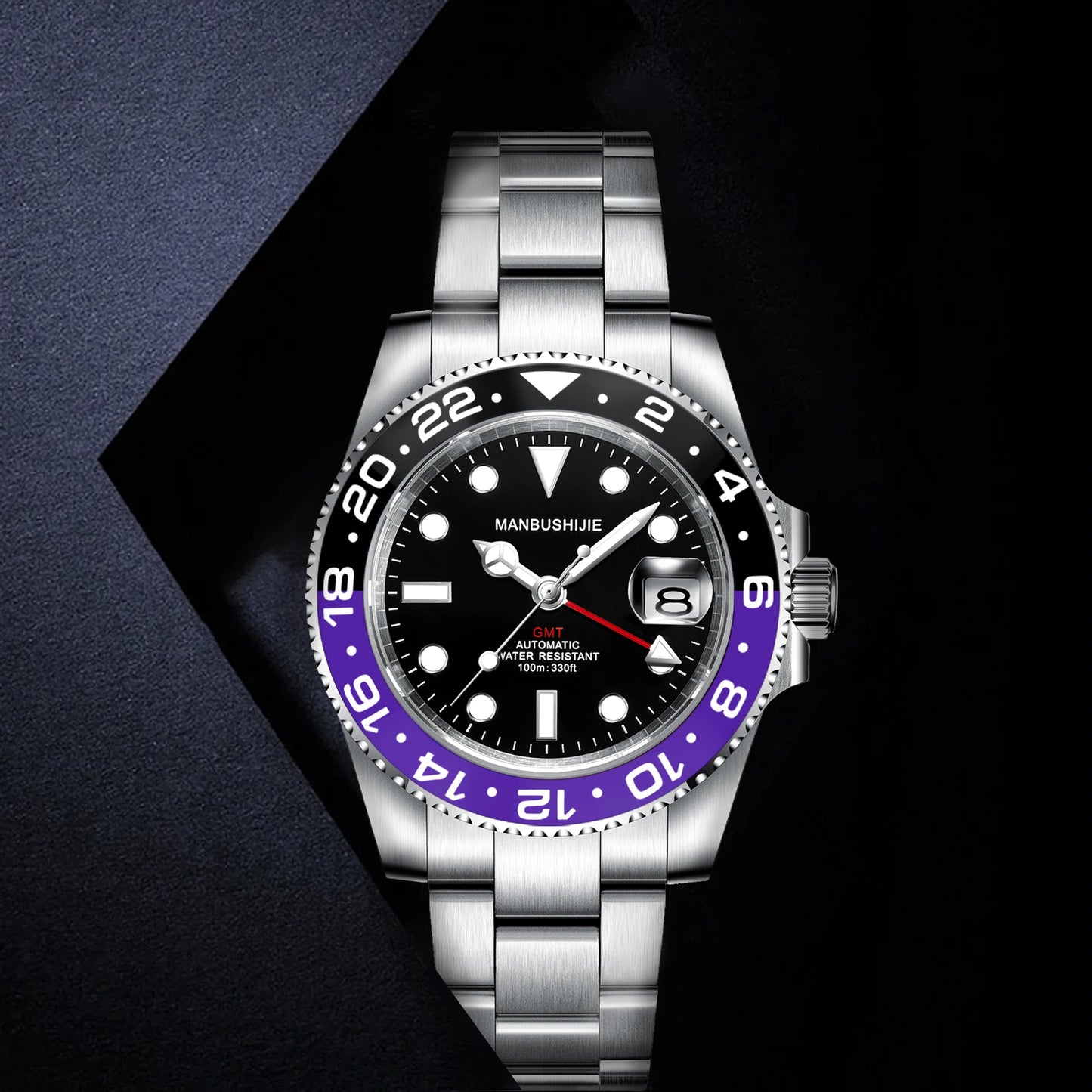 CUSTOM NH34 GMT Stainless Steel Sapphire Glass Watches reloj Waterproof Watch for man Automatic Movement Mechanical Men's Watch