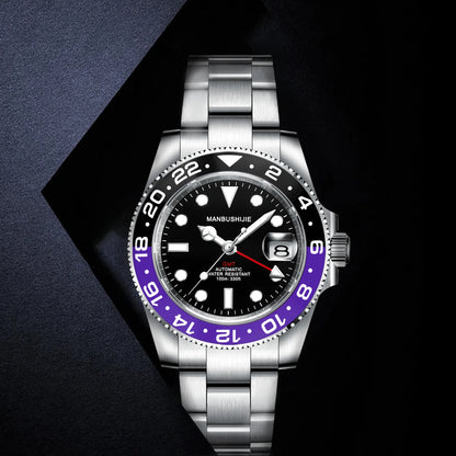 CUSTOM NH34 GMT Stainless Steel Sapphire Glass Watches reloj Waterproof Watch for man Automatic Movement Mechanical Men's Watch