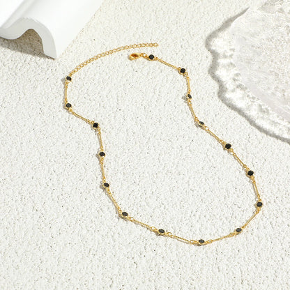Boho Multicolor Crystal Stone Link Chain Necklace For Women Fashion Gold Color Multilayered Beaded Necklaces Party Jewelry