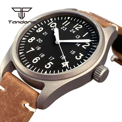 Tandorio Titanium Ultralight Dive 39mm Men's Pilot Watch Automatic Miyota 8215/PT5000 Movt AR Sapphire 20BAR Waterproof Luminous