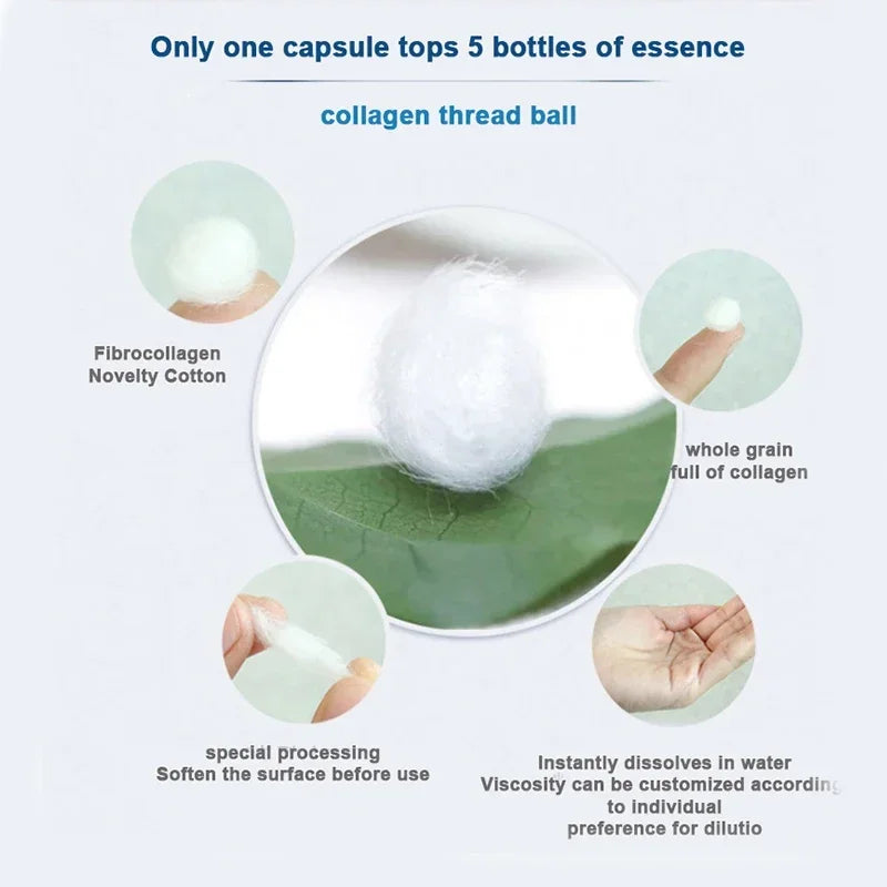 Korea Facial Hydrolyzed Silk Protein Collagen Thread Ball Serum Moisturiz Hydration Lifting Firm Fine Lines Essence SkinCare