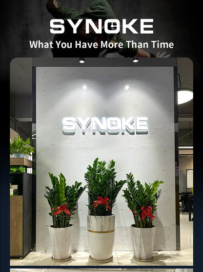 SYNOKE Top Luxury Stainless Steel Strap Sport Watches Mens Waterproof Back Light Digital Wristwatch Male Alarm