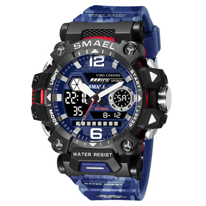 SMAEL New Watches 50m Waterproof Sports Watch Digital 8072 Army Watch Digital Quartz Dual Time Wristwatches LED for Men