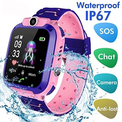 Fashion Q12 Kids Smart Watch IP67 Waterproof SOS Camera Phone 2G SIM Card Voice Call LBS Location Child Clock Smartwatches Gift