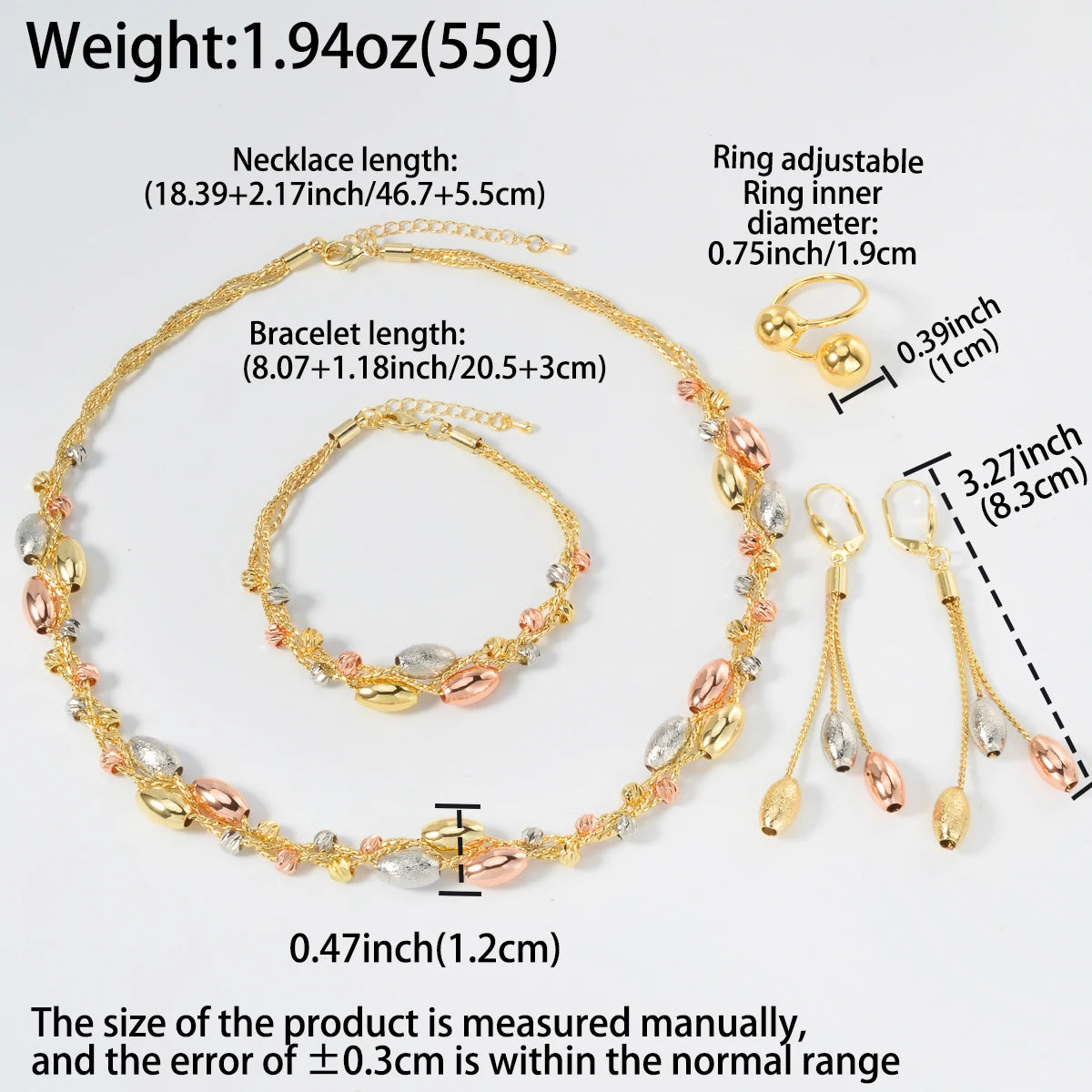 Pearl Pendant 4pcs Jewelry Set – Necklace, Bracelet, Earrings & Ring