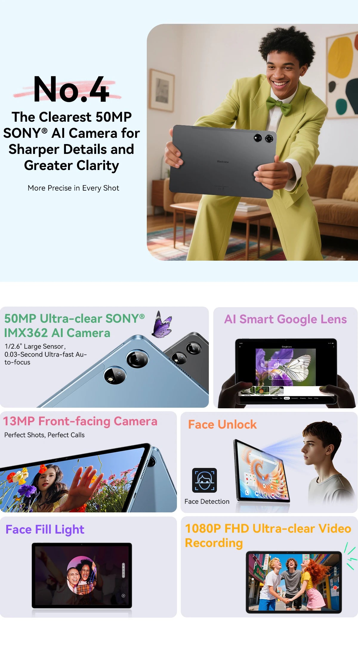 Blackview MEGA 3 Tablet - 12.1" 2.5K 90Hz Display Android 15 12GB 256GB 50MP Camera 8800mAh 33W Fast Charging