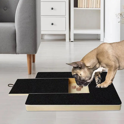 Dog Nail Scratch Board Nail Trim Pad Pull-Out Wooden Pet Scratching Board Toy Built-in Treat Box Dog Sandpaper Board Scratcher