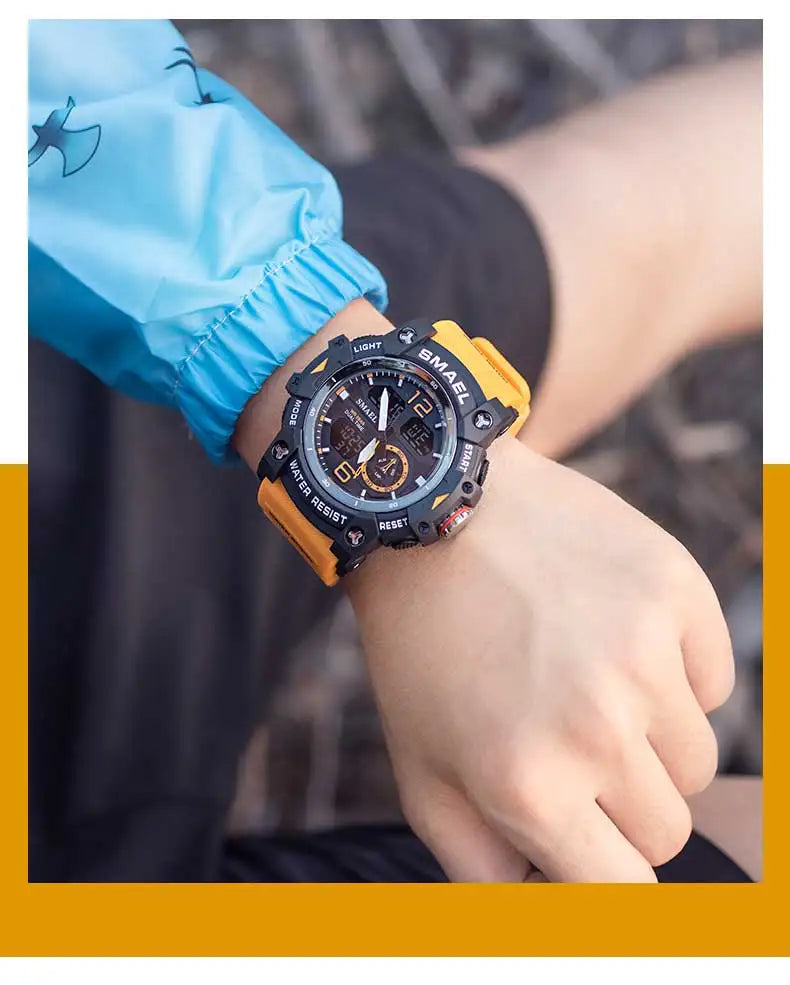 SMAEL 8007 Military Sport Watch – LED Digital Dual Time, Waterproof Men's Wristwatch