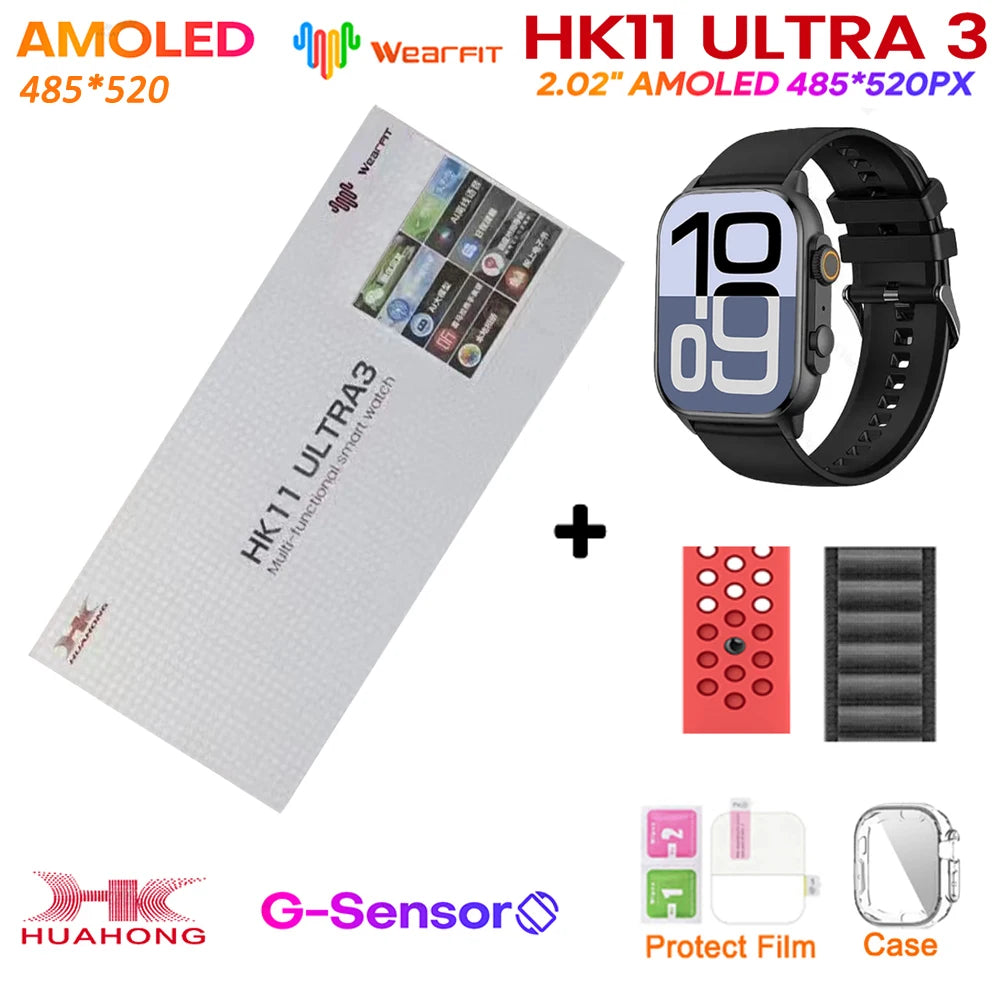 2025 HK11 ULTRA 3 Smartwatch 49mm HD AMOLED 4G ROM Bluetooth Network ChatGPT Call Robot Clock NFC Compass Men Women Smart Watch
