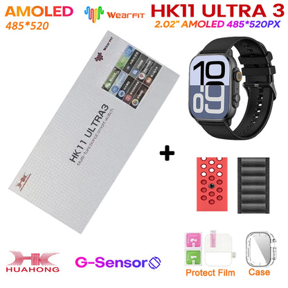 2025 HK11 ULTRA 3 Smartwatch 49mm HD AMOLED 4G ROM Bluetooth Network ChatGPT Call Robot Clock NFC Compass Men Women Smart Watch
