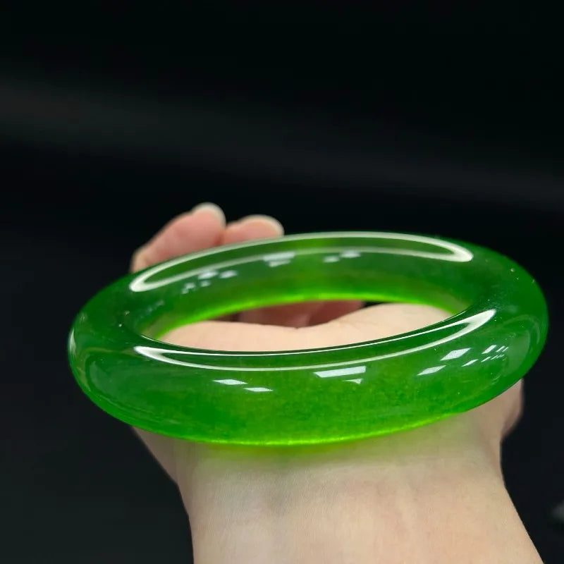 Natural Green Quartzite Jade Bracelet, Classic Simple and Versatile Jade Bracelet