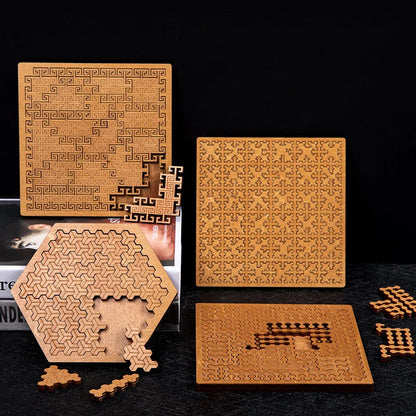 Impossible Wooden IQ Jigsaw Puzzle – 10-Level Brain Teaser Tangram Board Game